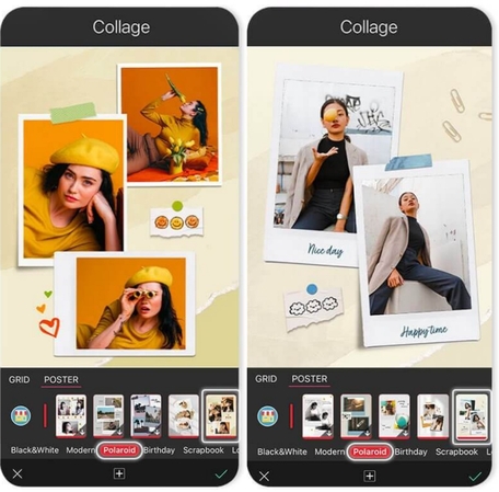 select polaroid layout from grid storage