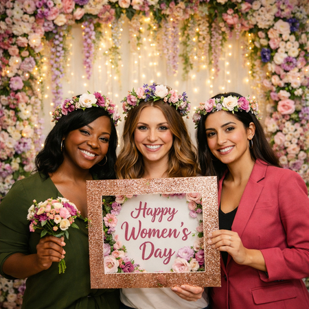 womens day floral photo booth backdrop