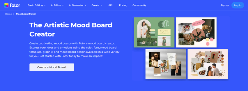 fotor online editor used to create visual moodboards
