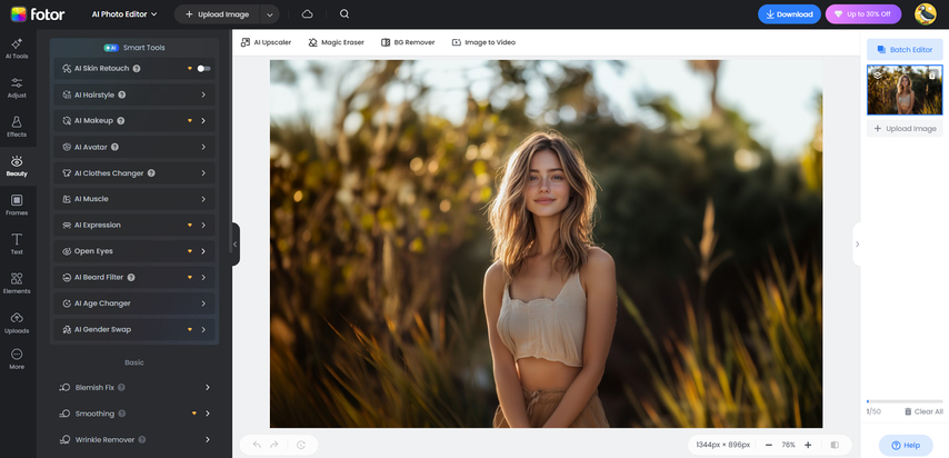 محرر الصور Fotor لتغيير لون البشرة أونلاين