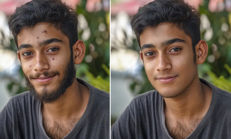 clean shaven result using beardless filter