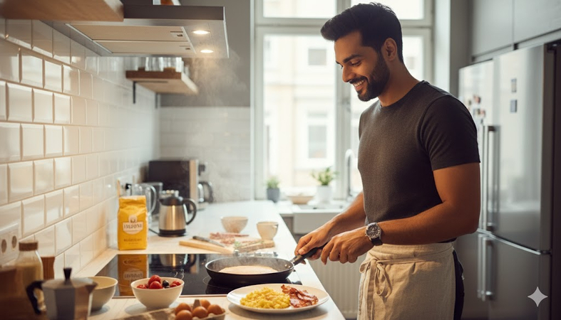 gemini boy prompt stylish boy cooking
