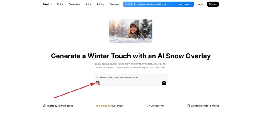 enter prompt and generate snowy image