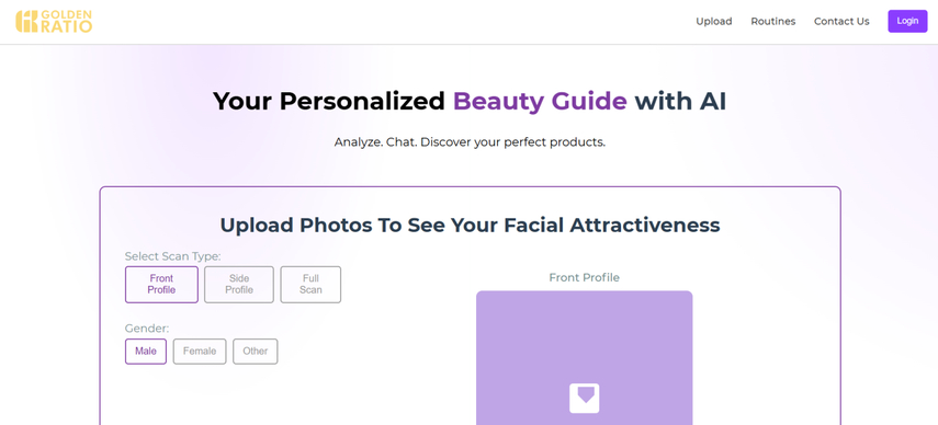 homepage screenshot of golden ratio ai tool