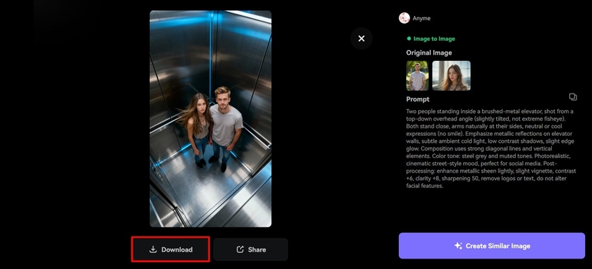 save the generated image media ai