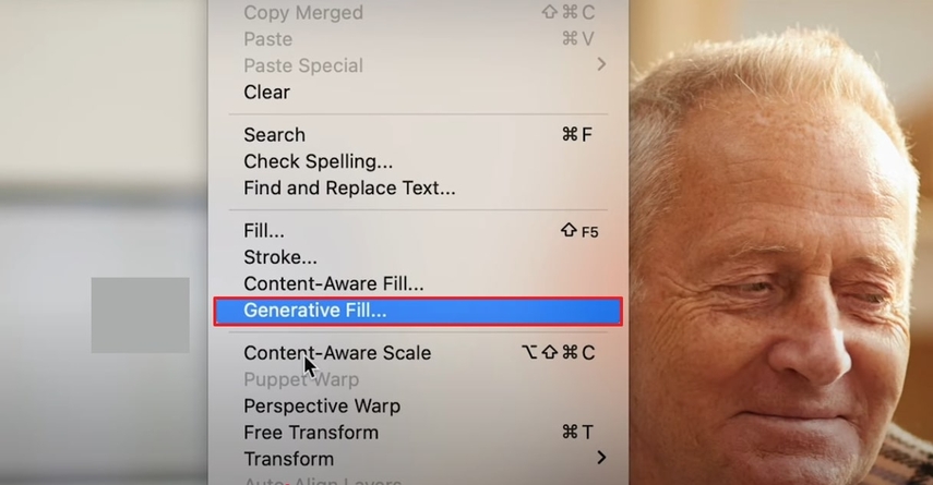 tap on generative fill tool