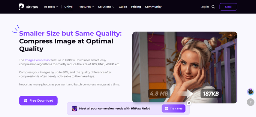 homepage screenshot of hitpaw univid