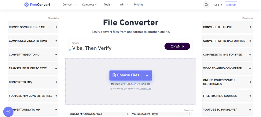 freeconvert converter homepage screenshot
