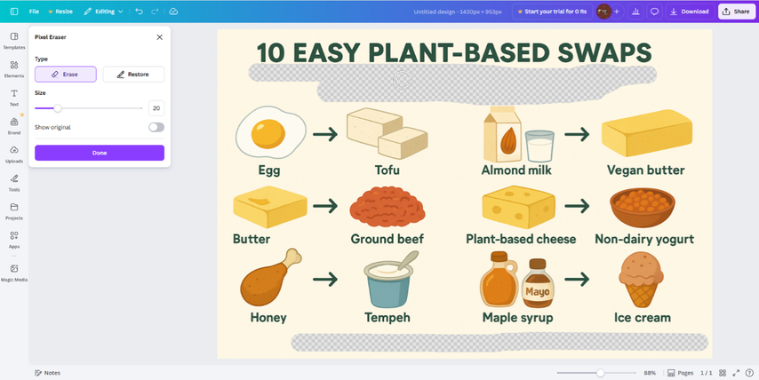 how to change text on an image in canva