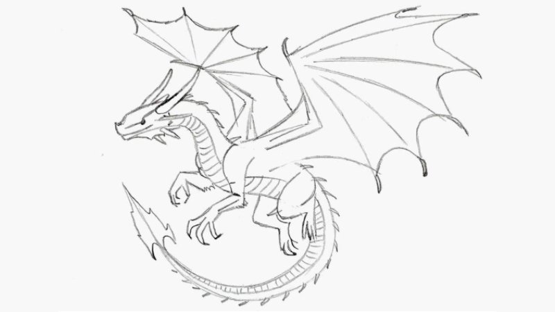 dragon tail and spikes to draw