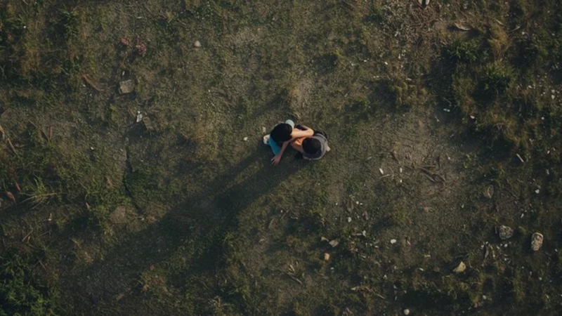 drone shot beach aerial view