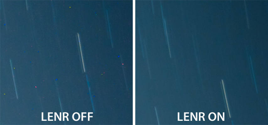 long exposure noise reduction on and off photo