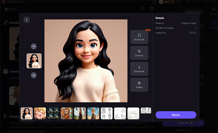 ai anime girl results