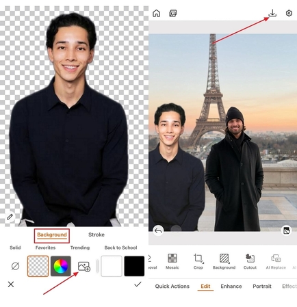 add person to photo and save