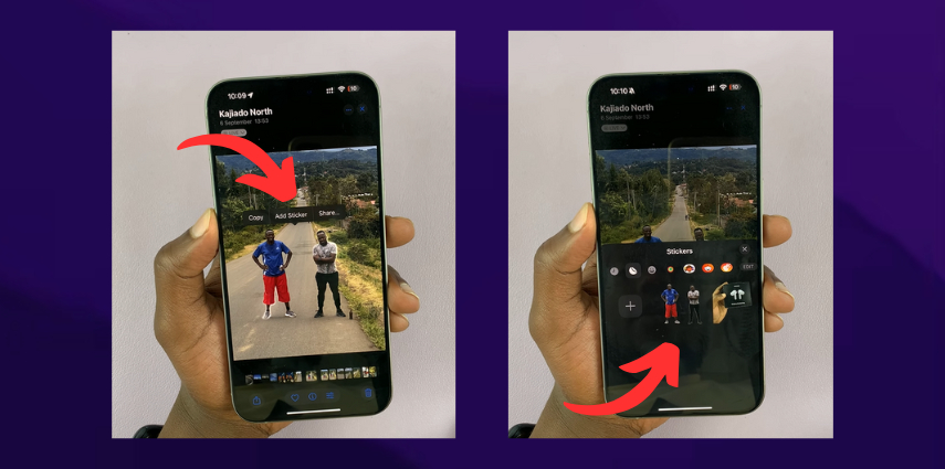 insert person into photo with stickers