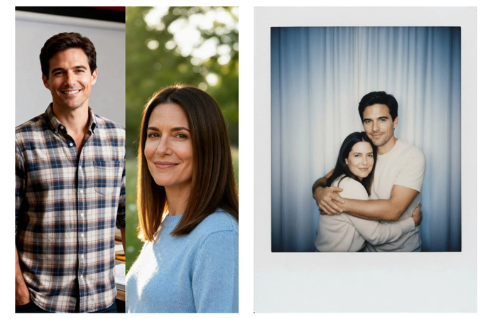 aesthetic ai polarized snapshot of couple