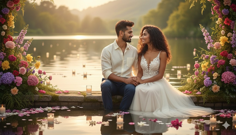 lake wedding photoshoot