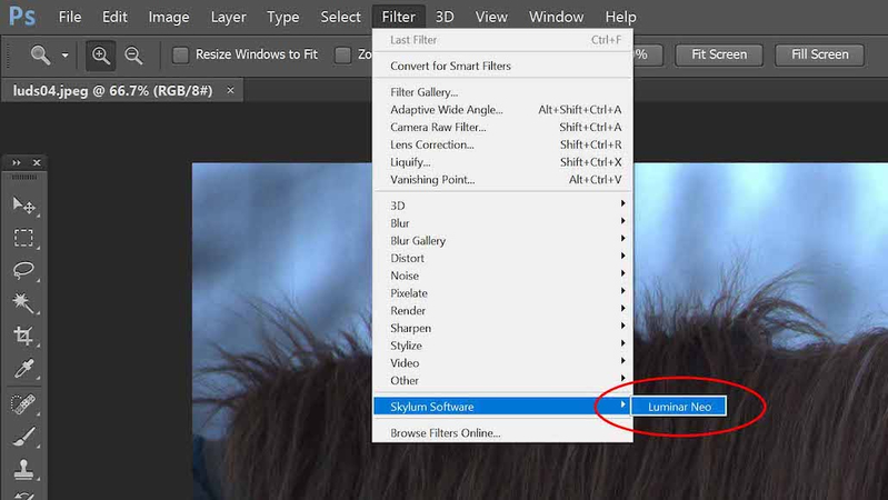 launch luminar-neo from photoshop
