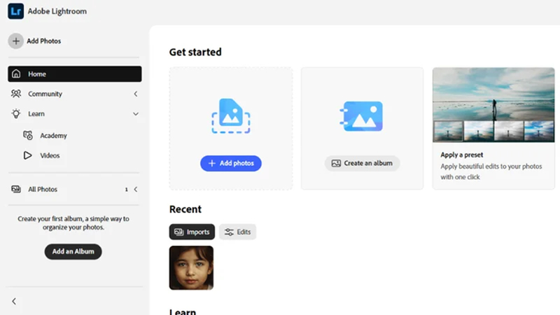 add grainy photo in lightroom