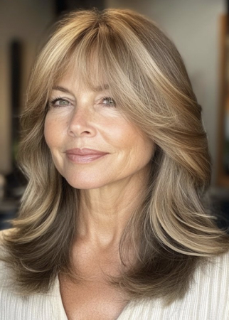 long layer cut for women over 60