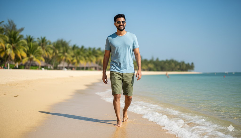man enjoying beech prompt