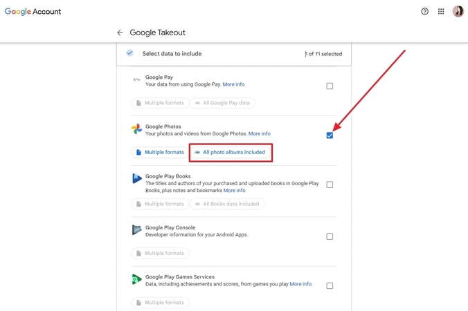 구글 테이크아웃에서 구글 사진 선택