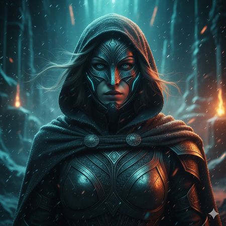 masked woman cinematic photo