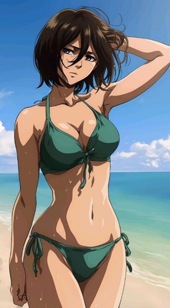 mikasa character in a bikini