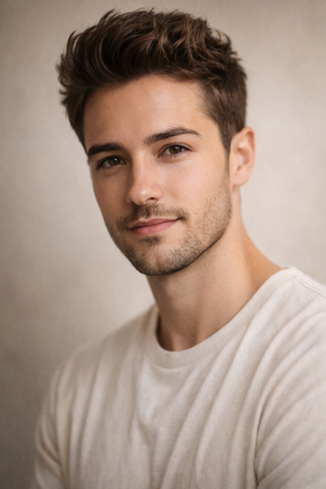 clean and confident instagram style profile portrait of a young man