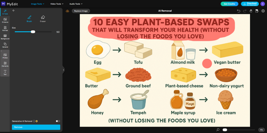 myedit ai editor with generative removal