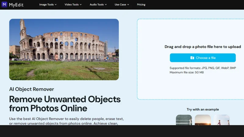 myedit online ai object removal tool