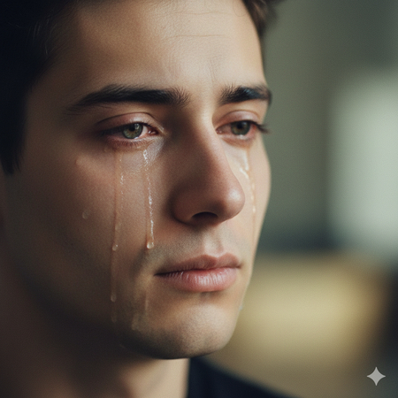 emotional boy crying naturally