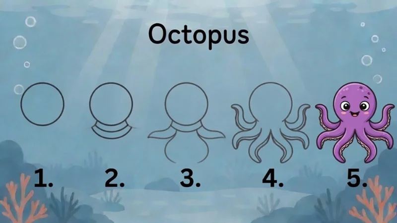 octopus drawing step by step