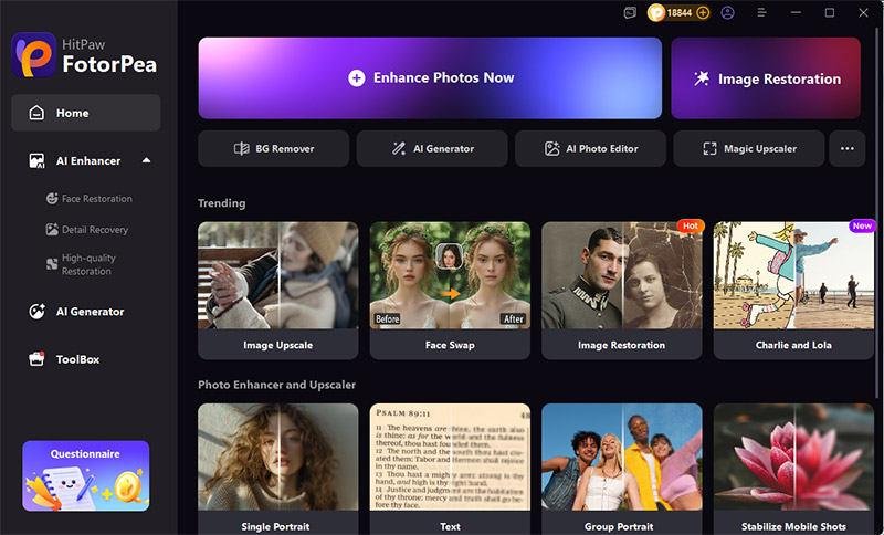 open the hitpaw fotorpea to edit bulk photos