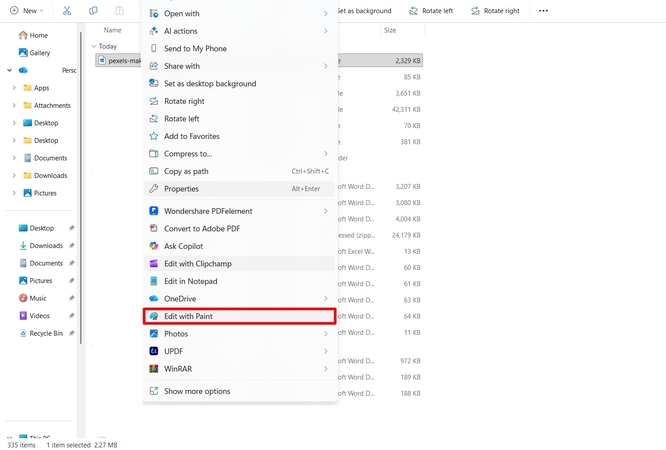access image in paint
