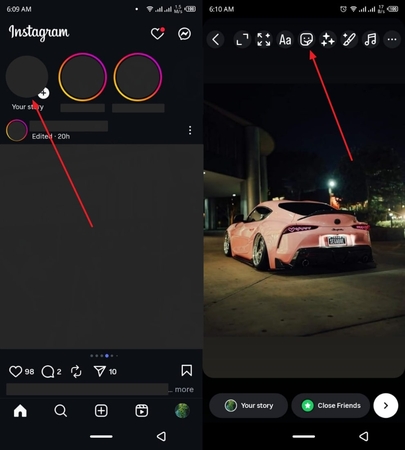 在instagram上打開汽車圖片