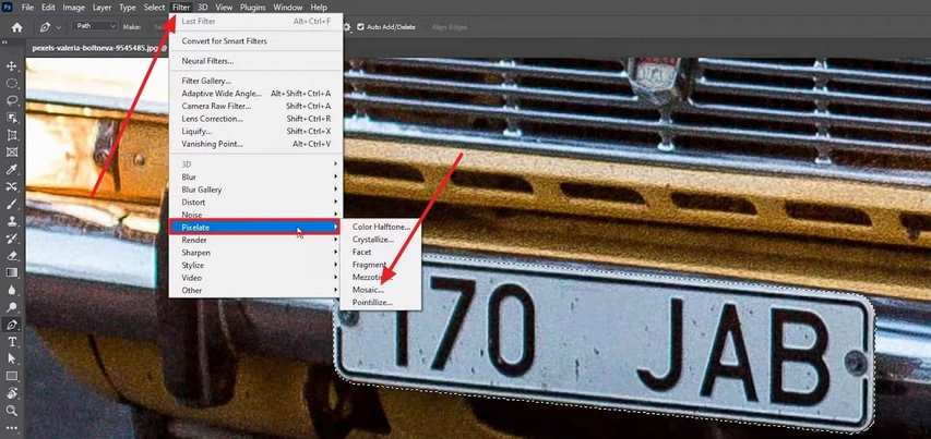 使用鉛筆工具選擇車牌