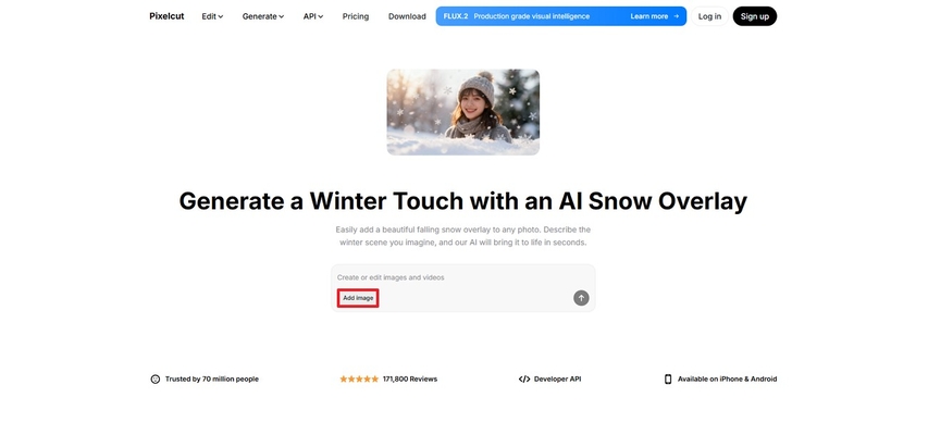 use ai snow overlay on pixelcut