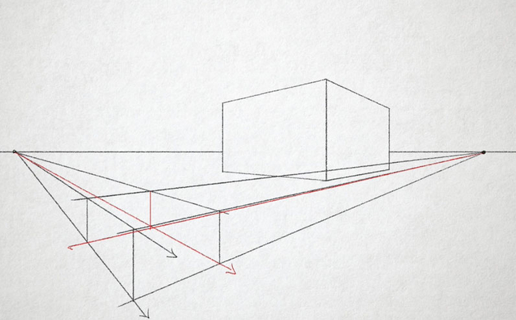 خطوط إرشادية تصل إلى نقاط التلاشي