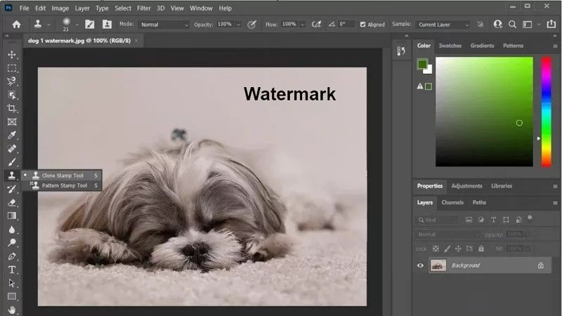 photoshop clone healing tool remove watermark