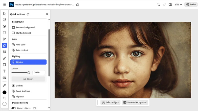 how to fix grainy photos in photoshop lighten tool