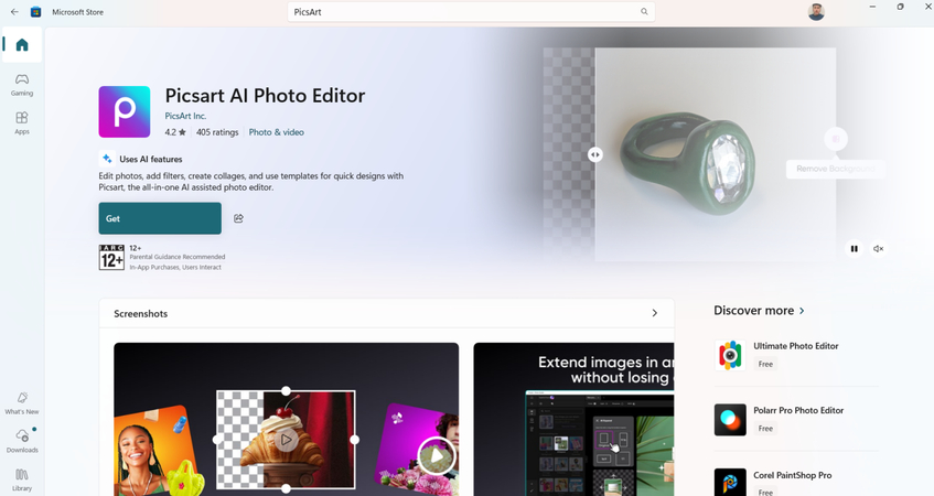 PicsArt 마이크로소프트 스토어 미리보기