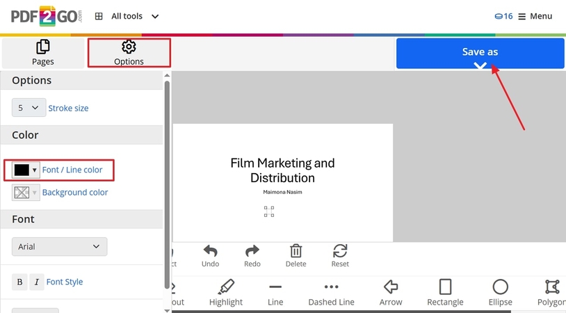 choose desired color select save as button