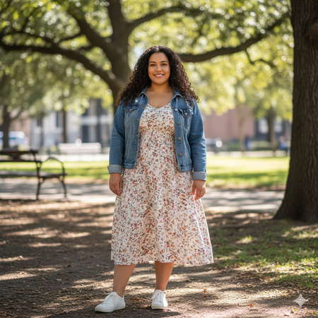 plus size casual full body portrait