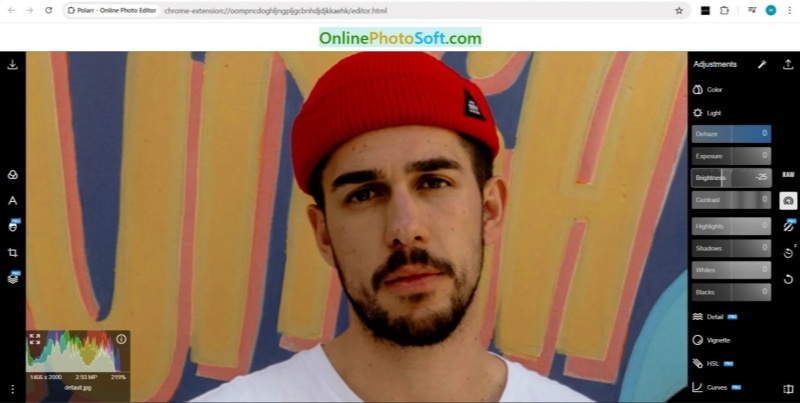 polarr increase image brightness extension