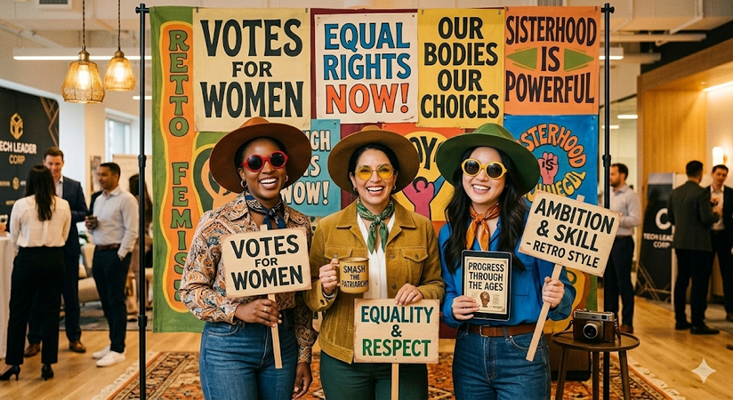 retro feminist womens day photo booth