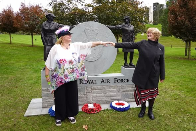 two ladies with raf women military memorial photo