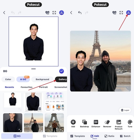 adjust image and save from pokecut