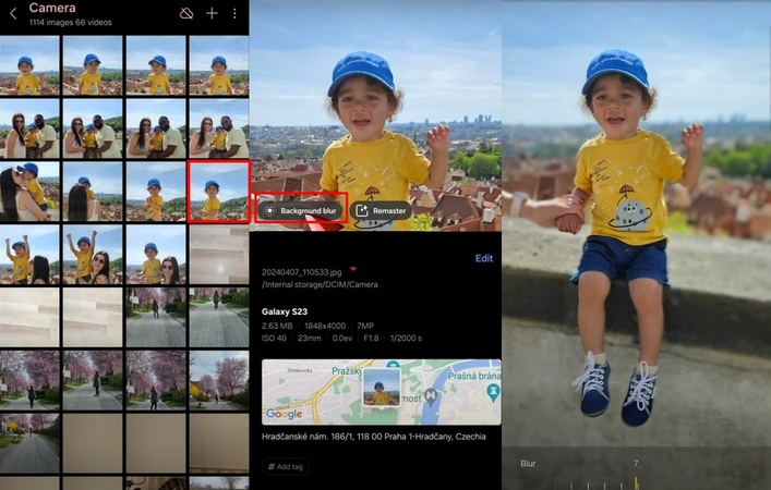 배경 흐림 스케일을 7로 설정