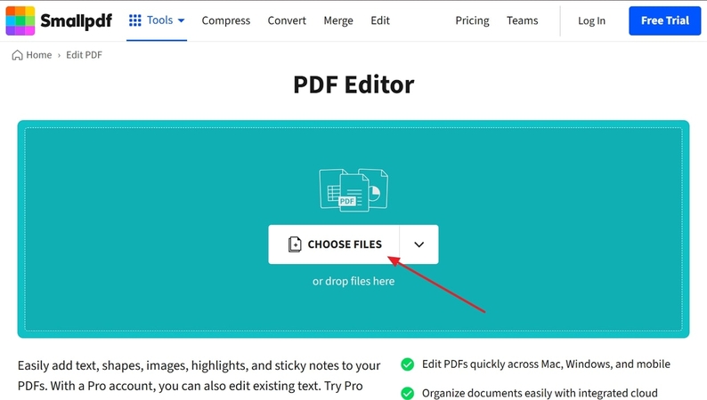 add pdf into the smallpdf